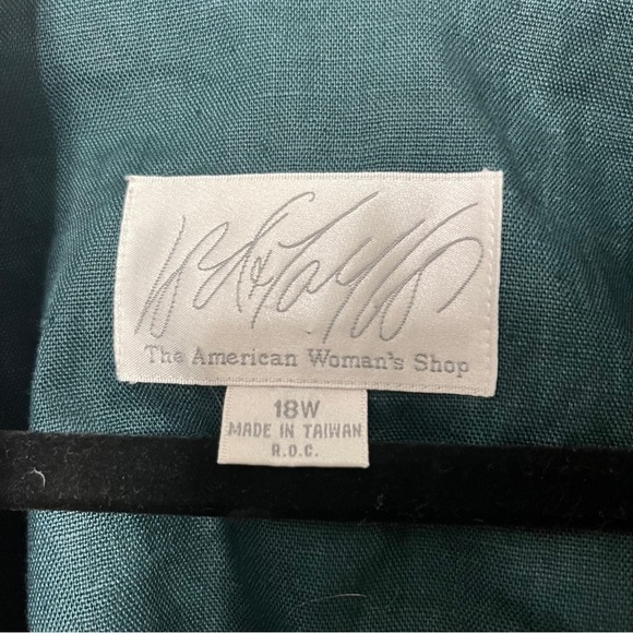 Lord & Taylor 100% Linen Unlined Blazer Longline Dark Green Size 18W Career - Picture 10 of 11